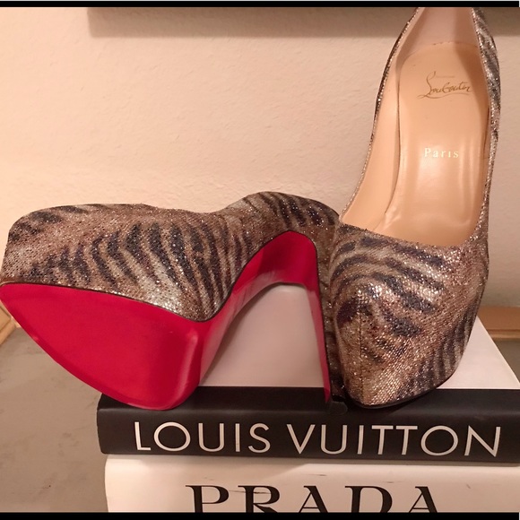 Christian Louboutin zebra red bottoms - worn once - Picture 1 of 3